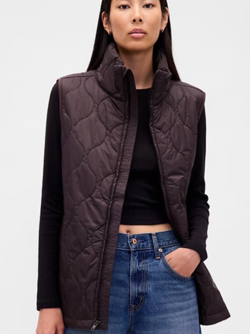 GAP Recycled Lightweight Quilted Terra Brown Puffer Vest Woman’s Size M Tall